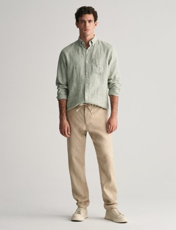 GANT Relaxed Linen Ds Pants - Beige - XXL
