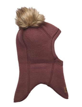 Wool Fullface W. Pom Pom Burgundy Mikk-line