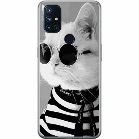Oneplus Nord N10 5g Genomskinligt Skal Fancy Cat