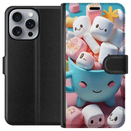 Kompatibelt Plånboksfodral till Apple Apple iPhone 16 Pro Max Gulligt motiv med leende marshmallows i kopp