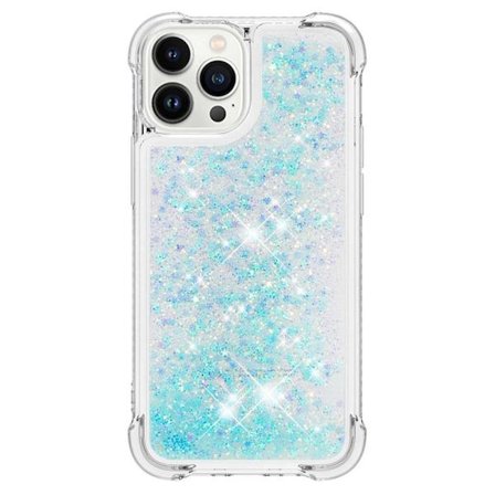 SKALO iPhone 15 Pro Kvicksand Glitter Hjärtan TPU-skal - Turkos