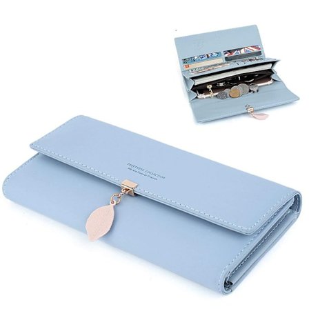 Naisten lompakko, lehtikorttikotelo, kolmiosainen naisten lompakko, vetoketjullinen kolikkotasku ja henkilökortti-ikkuna