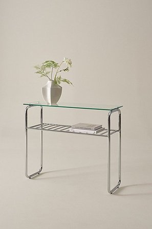 Jotex - Sidetable 32x100 Cm Chroom/glas Chroom/glas - WALLE - Koop Buffetkasten & Sidetables bij Jotex