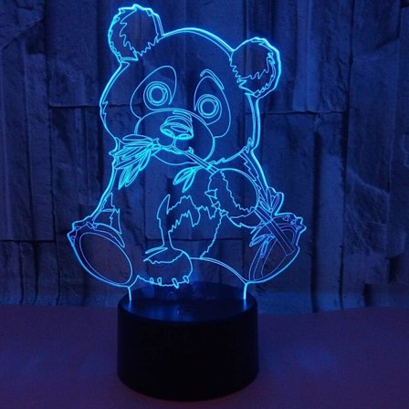 Giant Panda Bear 3D Illusion Lampe 7 Farveskiftende Berøringsbord Bord LED Natlampe Fødselsdagsgaver til Børn Baby Soveværelse Dekoration