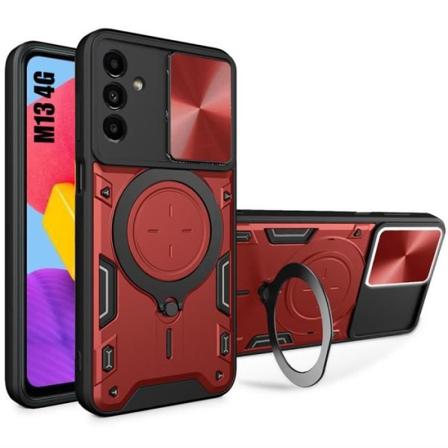 Cover til Samsung Galaxy M13 Ring Metal Support Skydeglasbeskyttelse Rød Röd