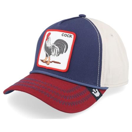 Goorin Bros. - Bleu adjustable Casquette - All American Rooster 100 All Over Canvas Navy/Stone/Burgundy A-Frame Adjustable @ Hatstore