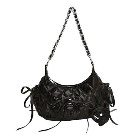 Quiltet Håndveske Dame Casual Crossbody Veske PU Lær Skulderveske Armhuleveske med Kjede Mote Handleveske for Fest Hvit