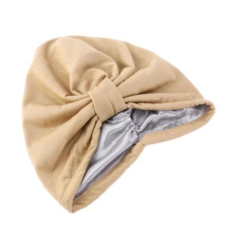 Turban Med 2 Lager Hijabi Satin Bomull Flera Färger Beige One Size