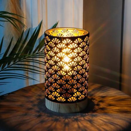 Dekorativ Batteridrevet Bordlampe - 19cm Høy Vifteformet LED-lys Fläkt mönstrad