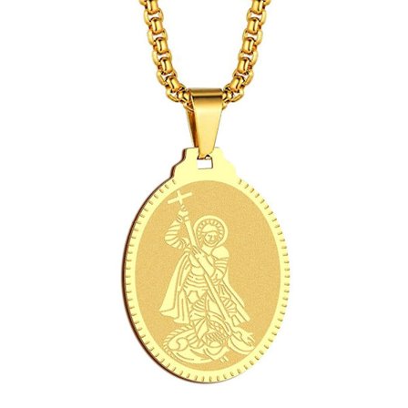 Helgen St. Georg anhengs halskjede for menn og kvinner, kriger St. Georg og dragen totem medaljong sjarm halskjede amulett smykker - WELLNGS