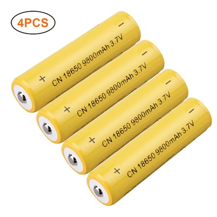 4 stk 3,7V Volt 9800mAh Li-ion litiumbatteri 18650 Genopladelige batterier til lommelygte Spotlight Power Bank
