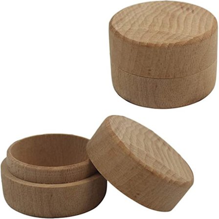 2 stk Mini Rund Tre Ring Smykkeboks Bryllupsringboks Solid