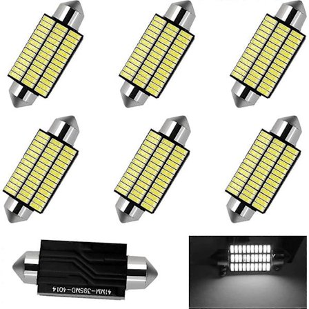 41mm LED Pære, 6 stk. C1.5W LED 39SMD 300 Lumen 4014 Automotive Chipset 12V 6000K Canbus Fejlfri Bil Interiør LED Pære Loftlys Kortlys Bagagerumslys L
