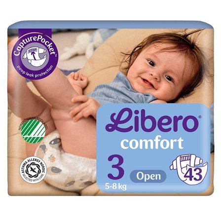 Libero Comfort Åbne Bleer Str. 3, 5-8 kg - 43 stk, Børn & Forældre, Bleer, Engangsbleer