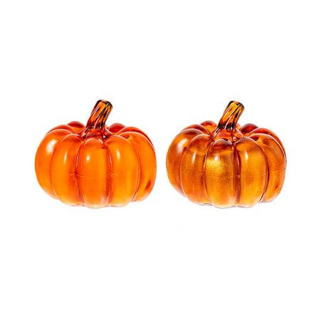 Tähtikirkas yö -lasikurpitsat, valaistut, LED-kurpitsa, syksyn sadonkorjuukoriste, valaistu kurpitsalyhty, syksyn sisustus - 2 kpl