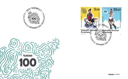 Grønland - Televæsen 100 år - Førstedagskuvert med frimærker
