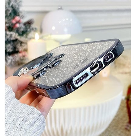 Astronaut Skjult Stativ Telefondeksel for iPhone 15 Kamerabeskyttelse Luksus Glitter Bling 6D Elektroplettert Klar Myk TPU Beskyttelse