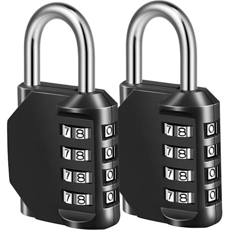 Combination Lock / Padlock with Long Shackle – 4 Digit Lock, for Lockers, Fences, Toolbox and Suitcases