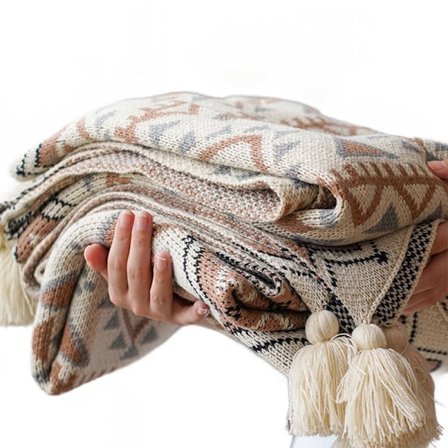 Retro Neulotu Kietoutuva Huopa Geometrinen Ruudullinen Päiväpeitto Heittohuopa Toimisto Sohvahuopa