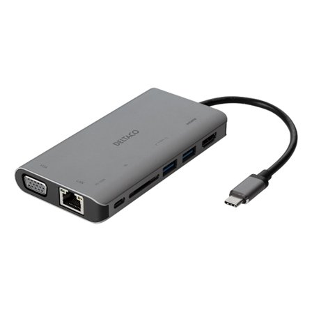 USB-C docking station, HDMI/VGA/2x USB-A space grey
