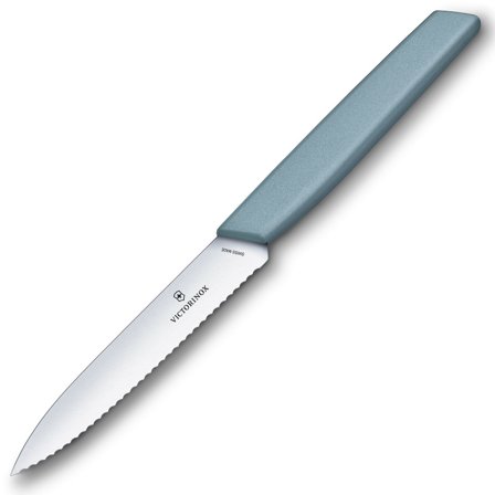 Victorinox Swiss Modern sahalaitainen vihannesveitsi 10 cm, vaaleansininen