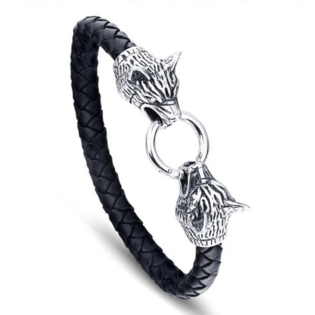 Viking Ulv hode skinn armbånd for menn gate kul mote smykker mann armbånd gave