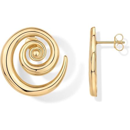 Gullbelagte sølvstolper Statement Spiral Stud Ørepynt for kvinner | Trendy Chunky Drop Ørepynt