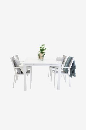Venture Home - Matgrupp Marbella med 4st stolar Copacabana - Vit - Matgrupper - Från Homeroom
