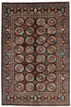 Shabargan Vloerkleed Modern Zwart/Bruin (Wol, Afghanistan)