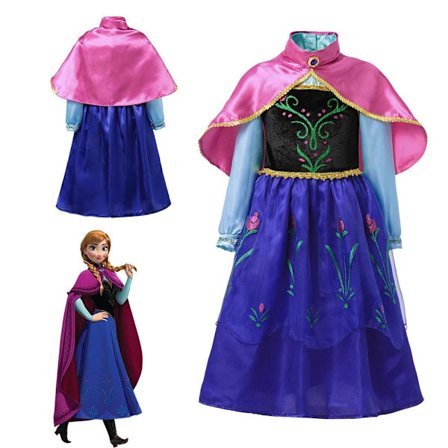 Disney Barn Snødronningen Elsa Anna Cosplay Prinsessekjole Kostyme Frozen Jenter Halloween Jul Karneval Fest Forkledning Antrekk 1 stk Anna Kjole