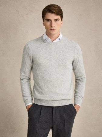 John Henric Men's Grey Cashmere Sweater Size L
