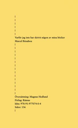 Varför jag inte har skrivit någon av mina böcker - Bok av Marcel Bénabou - Häfte