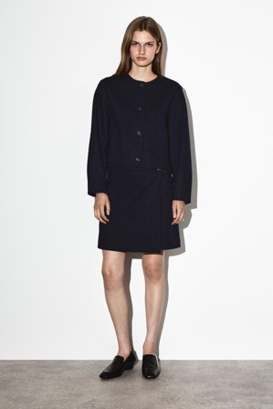 COS Femme Mini-Jupe En Laine Mérinos Bouillie in Bleu