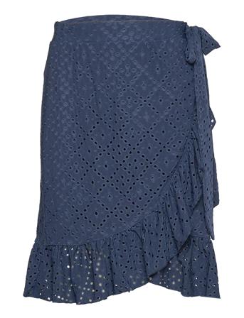 Vmtassa Hw Knee Skirt Jrs Knälång Kjol Blå Vero Moda