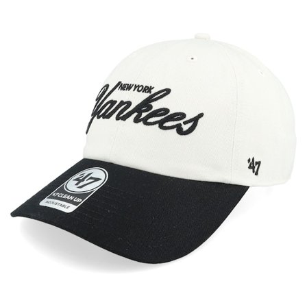 47 Brand - MLB White unconstructed Caps - New York Yankees MLB 47 Clean Up Sandstone/Black Dad Cap @ Hatstore