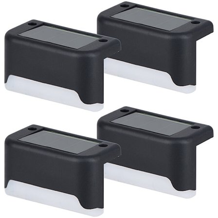 4 stk. solcellelamper til udendørs brug, vandtætte LED-trappebelysning til udendørs trapper, trin, hegn, haver, terrasser og indkørsler, varmt hvidt