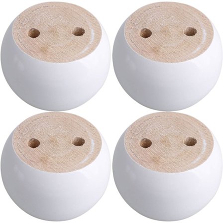 Sats med 4 runda möbelben i vit eukalyptus 8 x 8 x 5 cm Kan bära en vikt på cirka 100 kg