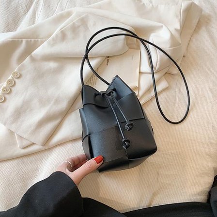 Flettet, skrå crossbody taske, Gul