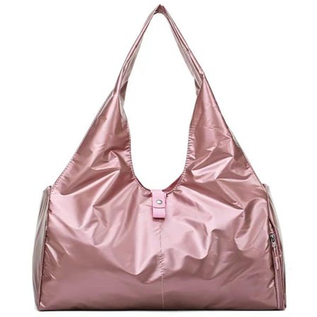 Sports Bag, Weekendtasker til kvinder til overnatning, med skorum og våde og tørre lommer, rejsetaske, yogamåtte tasker, hospitalstaske (Rose Gold)