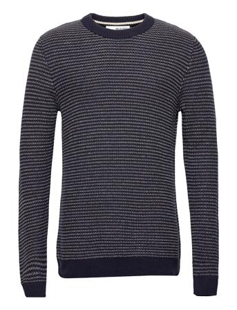 Slhwes Ls Knit Crew Neck Neulepaita Pyöreä Kaula-aukko Sininen Selected Homme