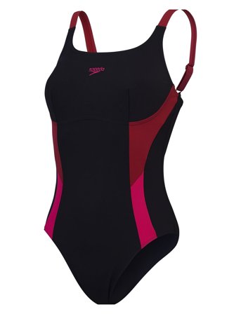 Womens Shaping Solid Splice Swimsuit Black Speedo