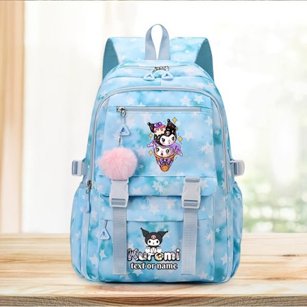 Kuromi Tegneserie 2D Printet Stor Kapacitet Dame Rygsæk | Kan Tilpasses Navn, Multi-Farve, Stilfuld, Ideel til skolestart, Jul, Va[D]