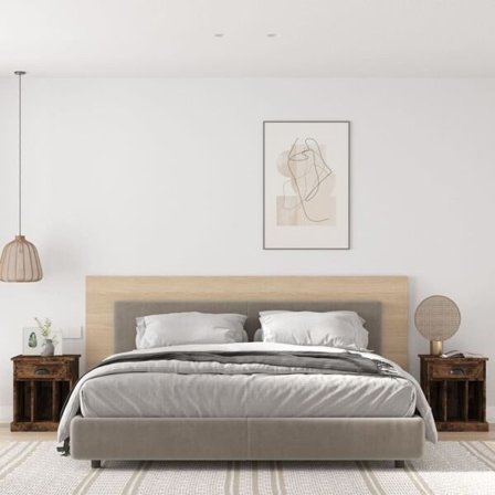 vidaXL Sängbord 2 st Rökfärgad ek 43x36x50 cm