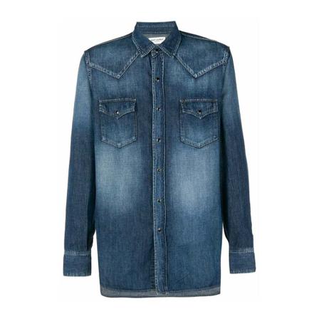 Saint Laurent - Skjortor - Blå - Herr - Storlek: M, Herr, Storlek: M