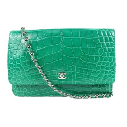 Chanel Vintage, Pre-owned Leather chanel-bags Groen, Dames, Maat:ONE Size