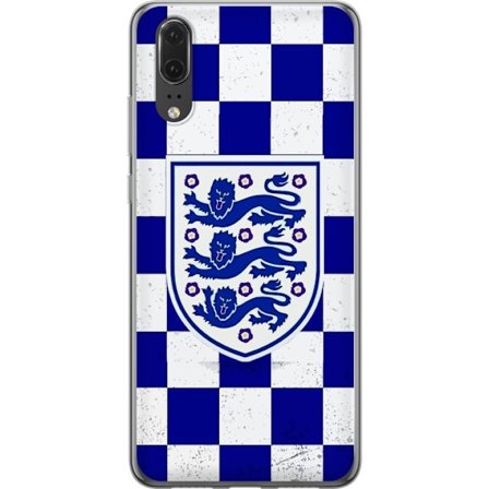 Kompatibel Mobilcover til Huawei Huawei P20 Grafisk skakternet mønster i blåt og hvidt med et klassisk heraldisk emblem, retro-inspireret sport- og