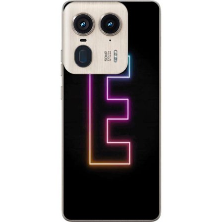 Kompatibel Mobilcover til Motorola Motorola Edge 50 Ultra Minimalistisk neonbogstav E i lyse farver mod mørk baggrund i moderne og stilren design