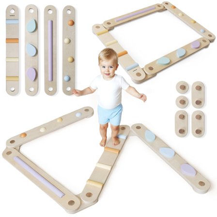 Mamabrum sensorisk balancebane i træ – 9 dele, balancebjælke