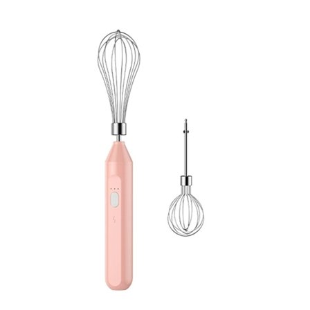 Elektrisk mælkeskummer håndholdt USB-genopladelig bærbar automatisk skummaskine til kaffe varm chokolade piskeris mixer pink