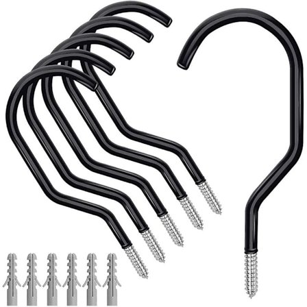 6 Pakk Tunge Sykkel Oppbevaringskroker, Store Stål Garasjekroker For Garasje Tak Vegg Sykkel Oppbevaring Og Kjellerverktøy